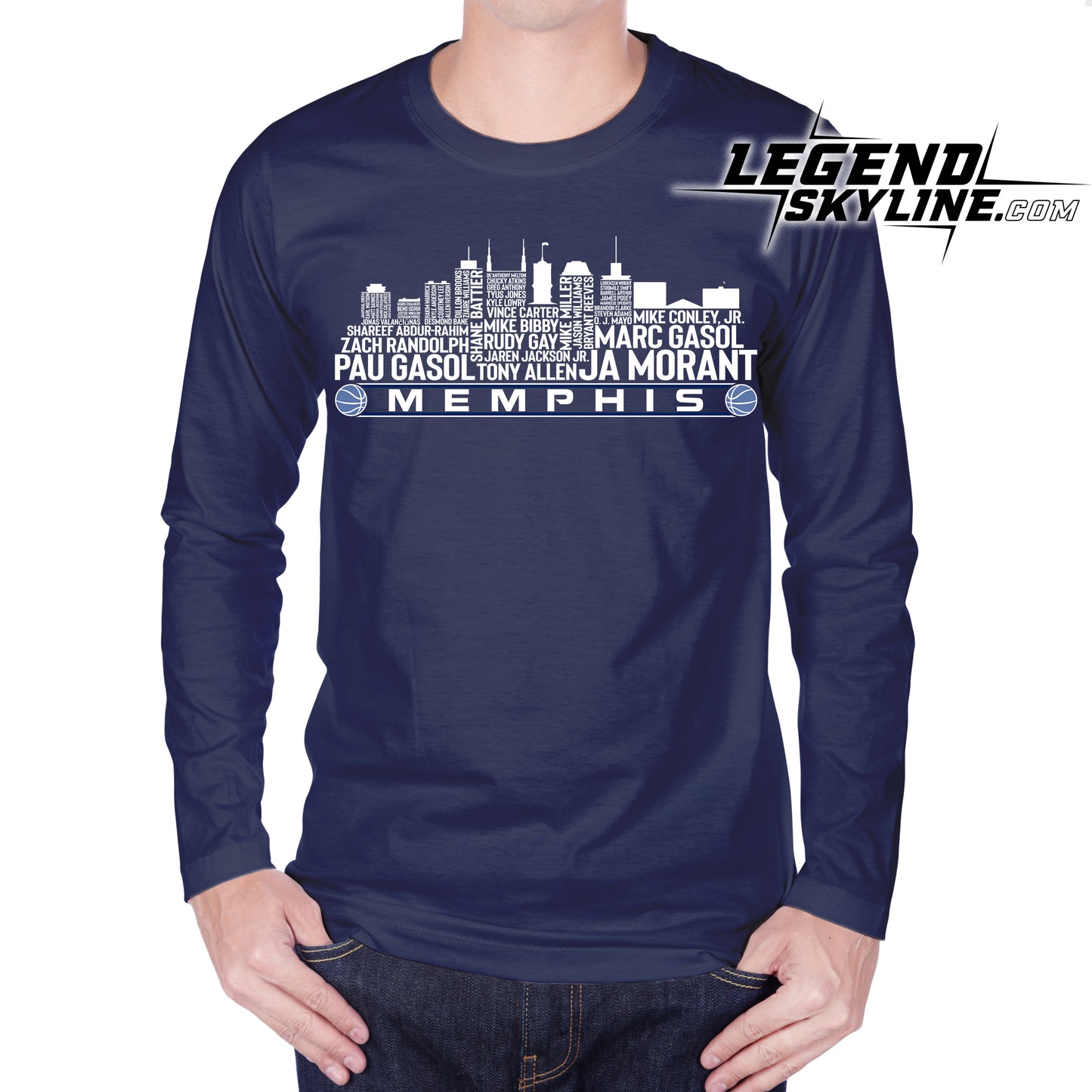 Memphis Basketball Greatest Of All Time Team Legend Memphis City Skyline Shirt