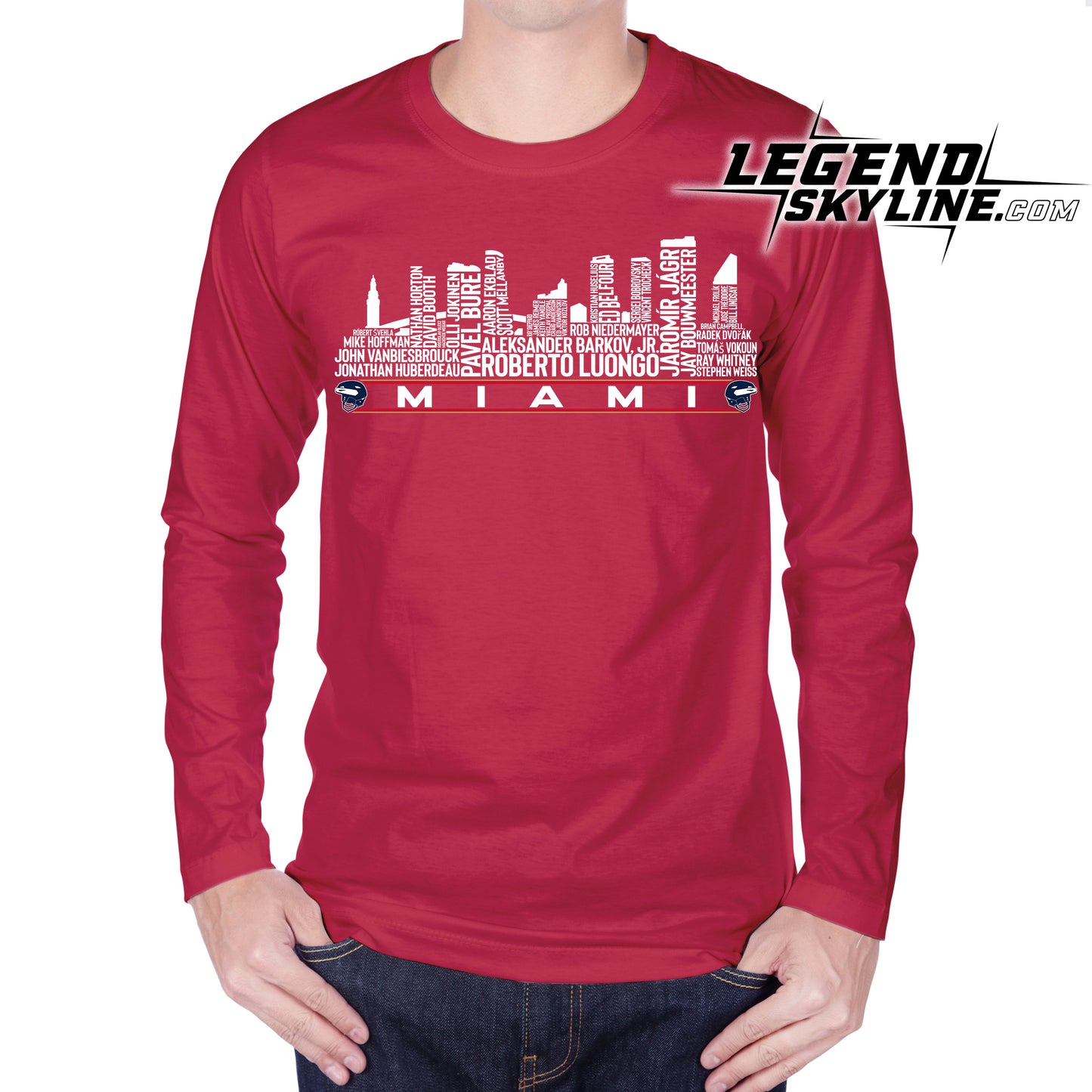 Florida Hockey Greatest Of All Time Team Legends Miami City Skyline Shirt
