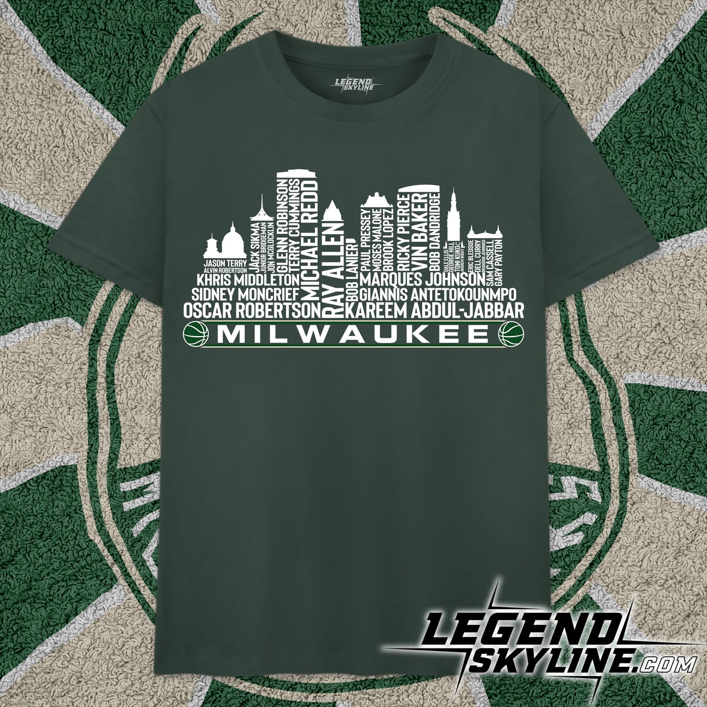 Milwaukee Basketball Greatest Of All Time Team Legend Milwaukee City Skyline Shirt