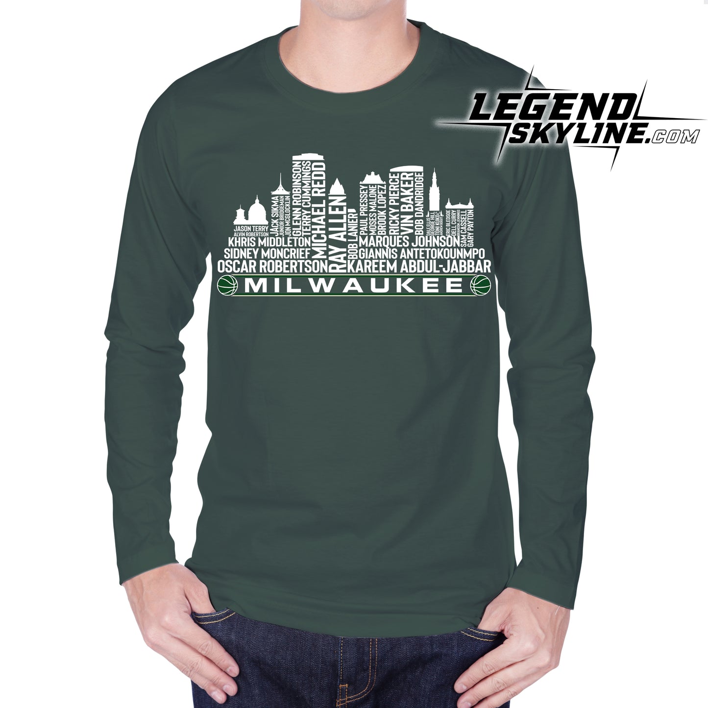 Milwaukee Basketball Greatest Of All Time Team Legend Milwaukee City Skyline Shirt