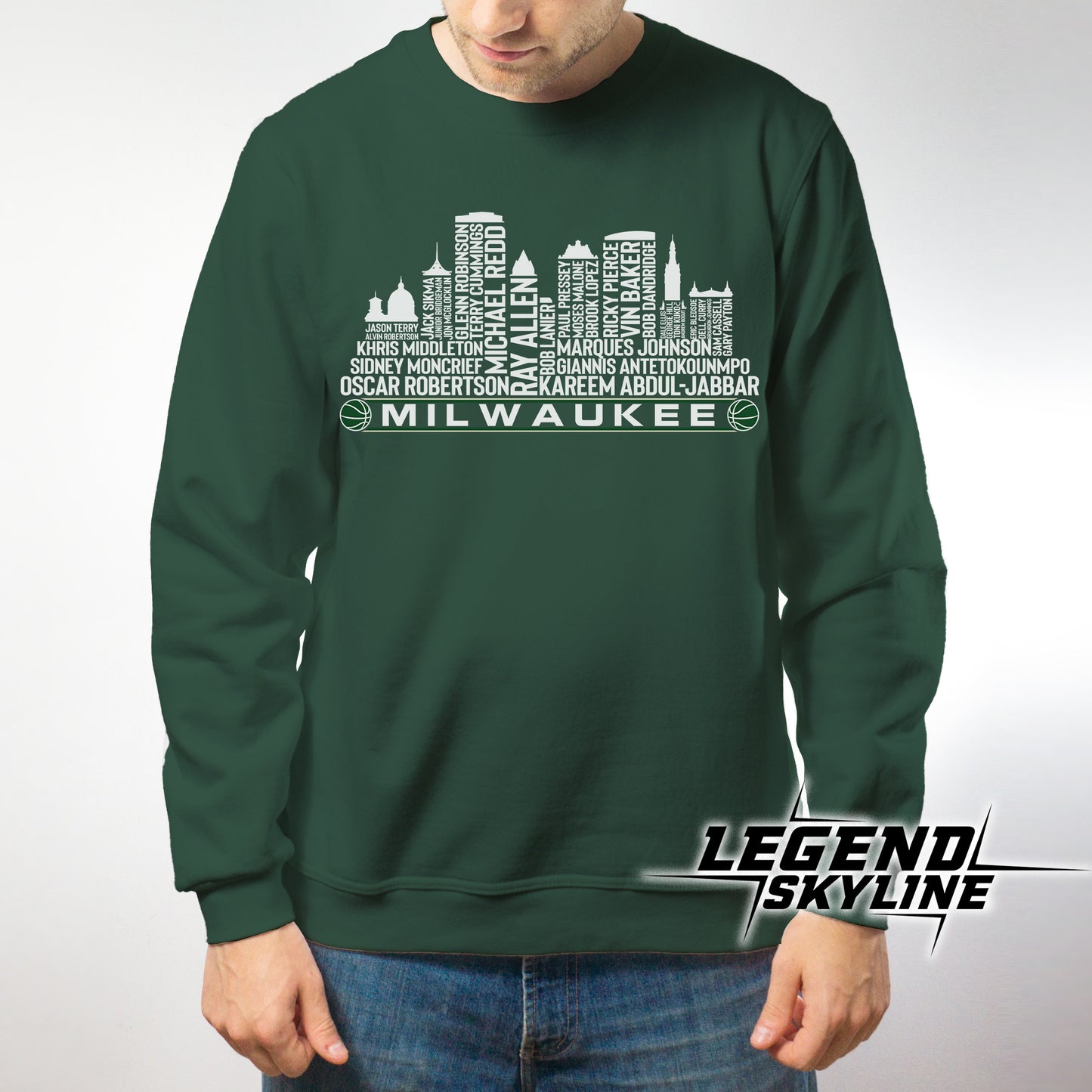 Milwaukee Basketball Greatest Of All Time Team Legend Milwaukee City Skyline Shirt
