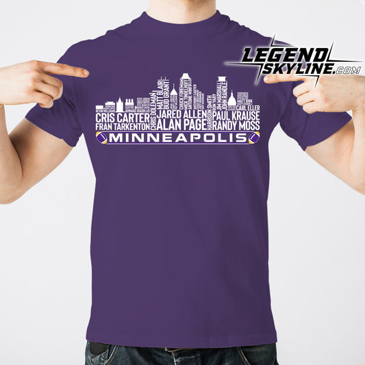 Minnesota Football Greatest Of All Time Team Legend Minneapolis City Skyline Shirt