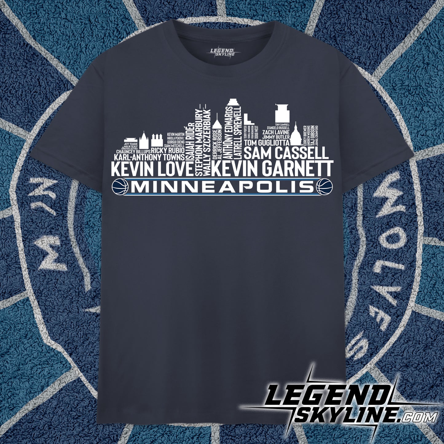 Minnesota Basketball Greatest Of All Time Team Legend Minneapolis City Skyline Shirt
