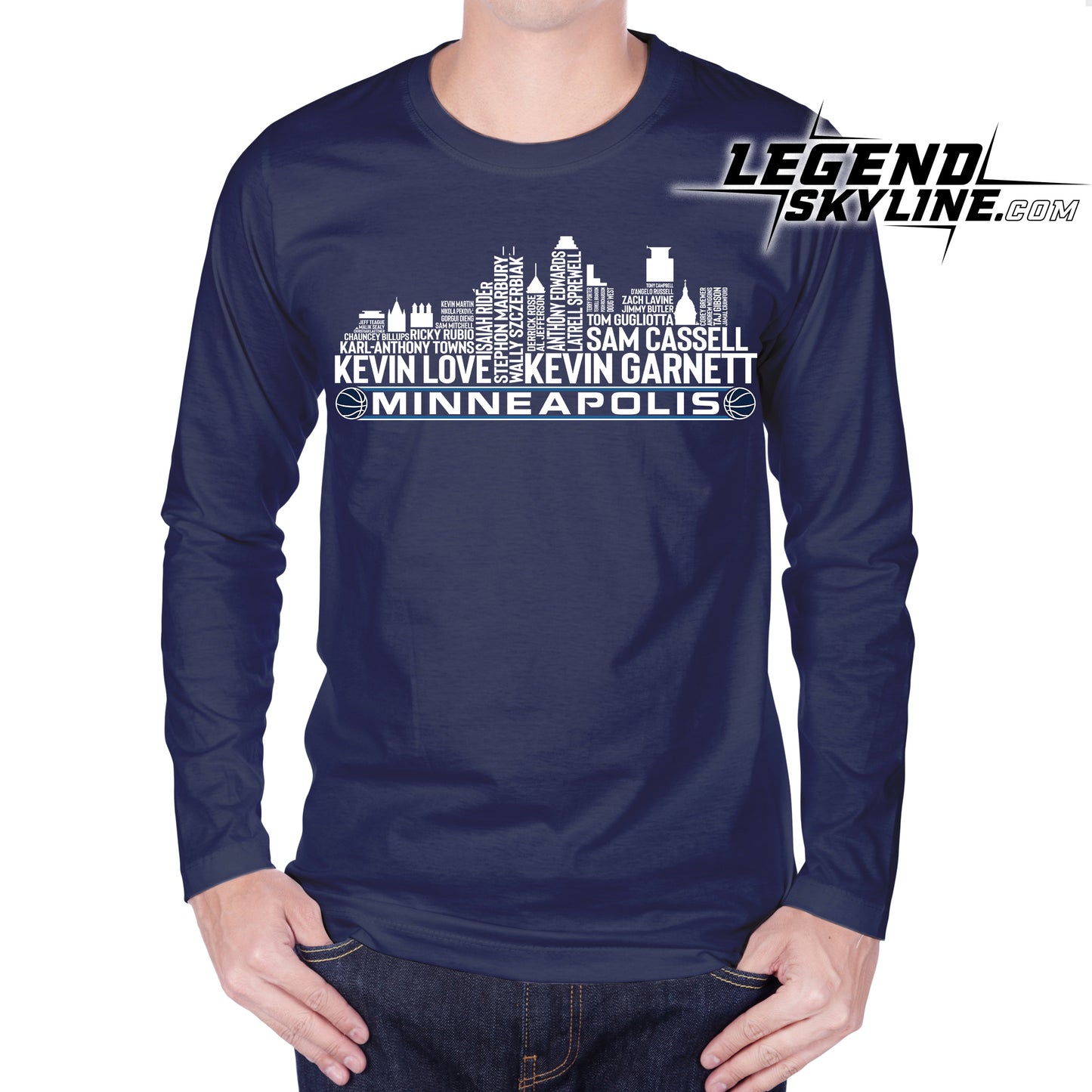Minnesota Basketball Greatest Of All Time Team Legend Minneapolis City Skyline Shirt