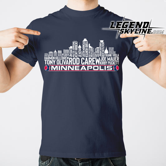 Minnesota Baseball Greatest Of All Time Team Legend Minneapolis City Skyline Shirt