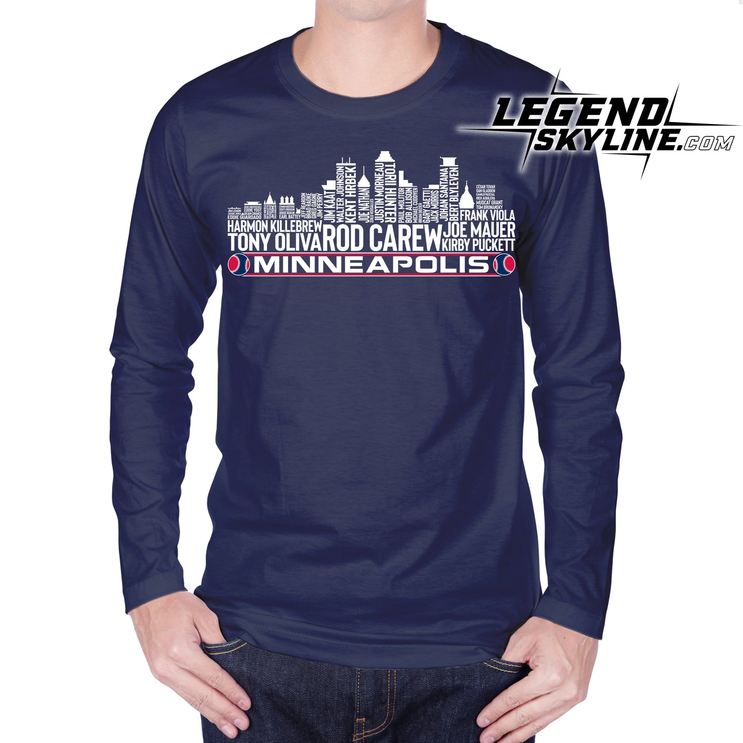 Minnesota Baseball Greatest Of All Time Team Legend Minneapolis City Skyline Shirt