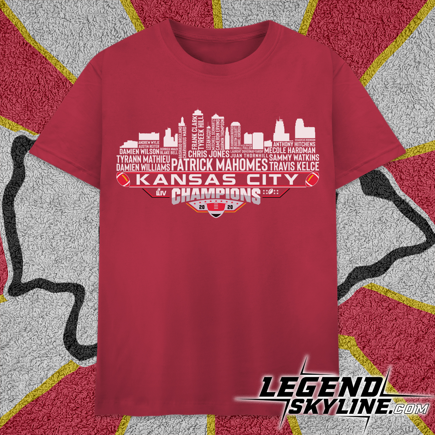 Kansas Dream Team Football  LIV Champions 2020, Kansas City Skyline Shirt