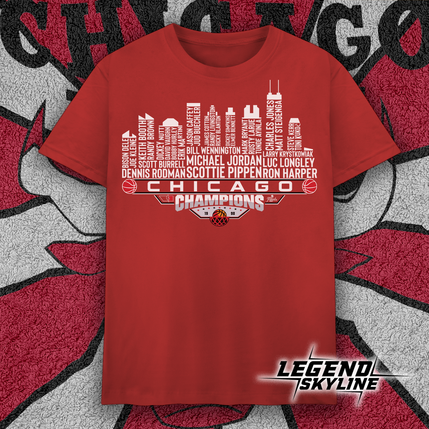 Chicago Dream Team Basketball Champions 1998, Chicago City Skyline Shirt