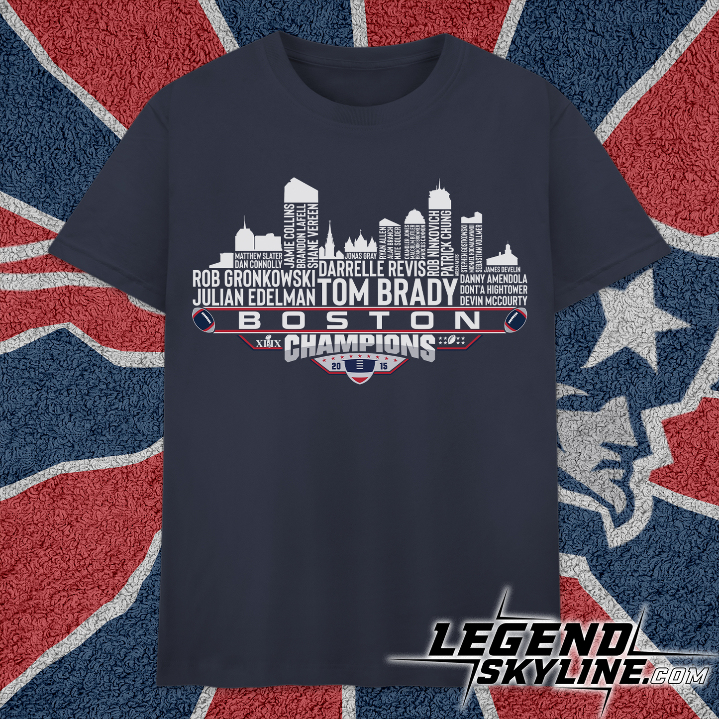 New England Dream Team Football XLIX Champions 2015, New England City Skyline Shirt