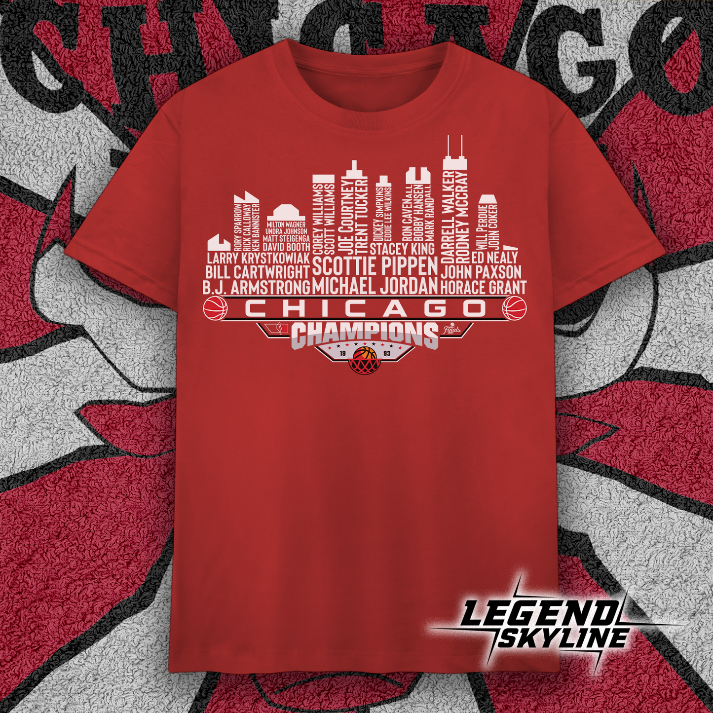 Chicago Dream Team Basketball Champions 1993 , Chicago City Skyline Shirt