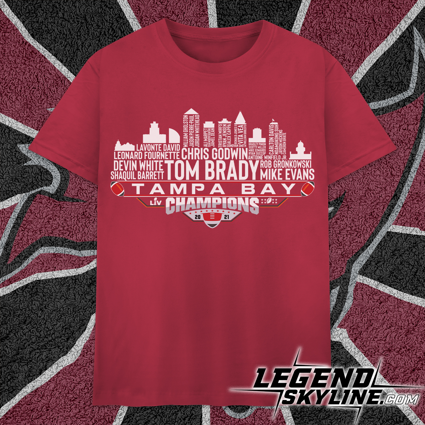 Tampa Bay Dream Team Football LV Champions 2021, Tampa Bay City Skyline Shirt