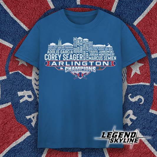 Arlington Dream Team Baseball Champions 2023, Arlington City Skyline Shirt