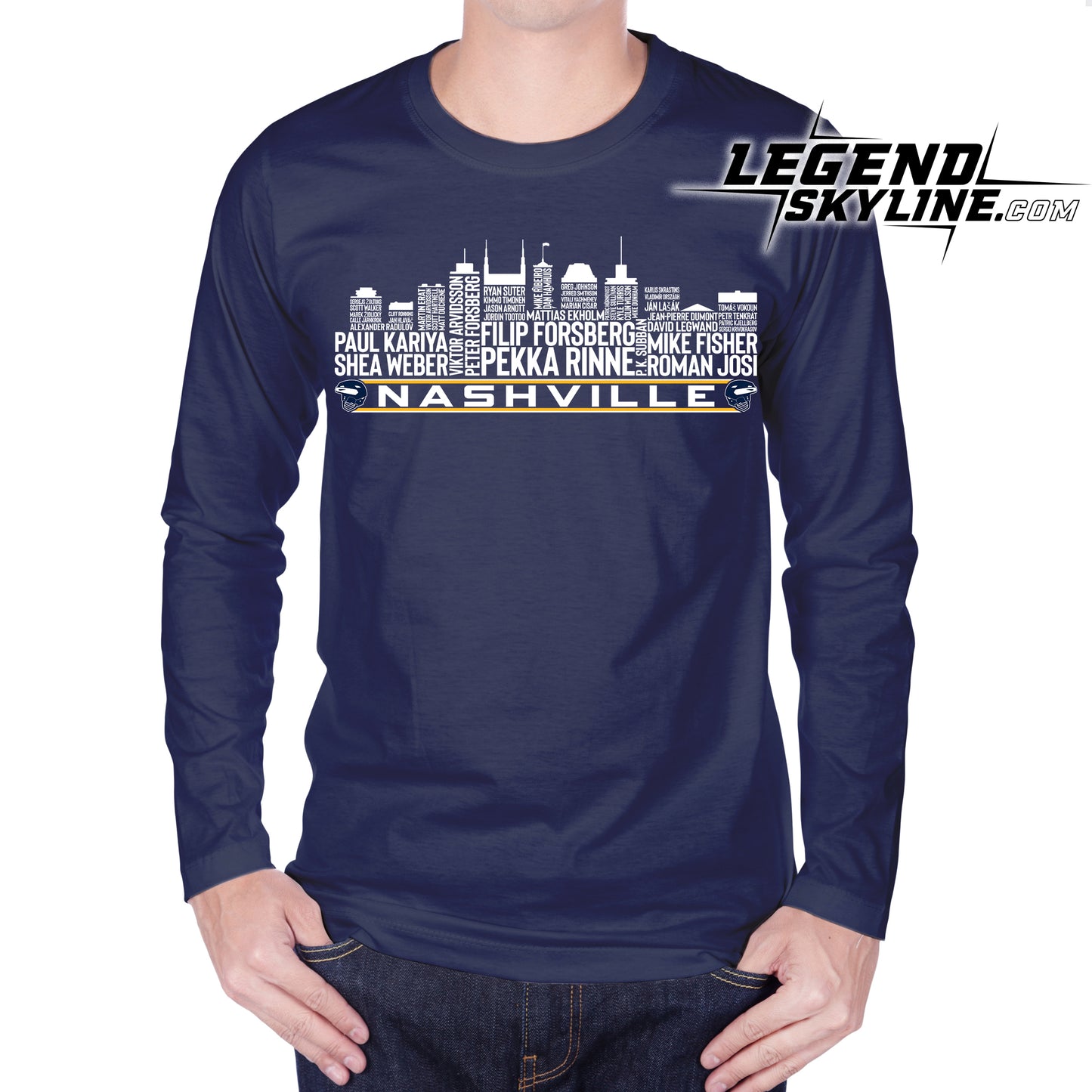 Nashville Hockey Greatest Of All Time Team Legends Nashville City Skyline Shirt