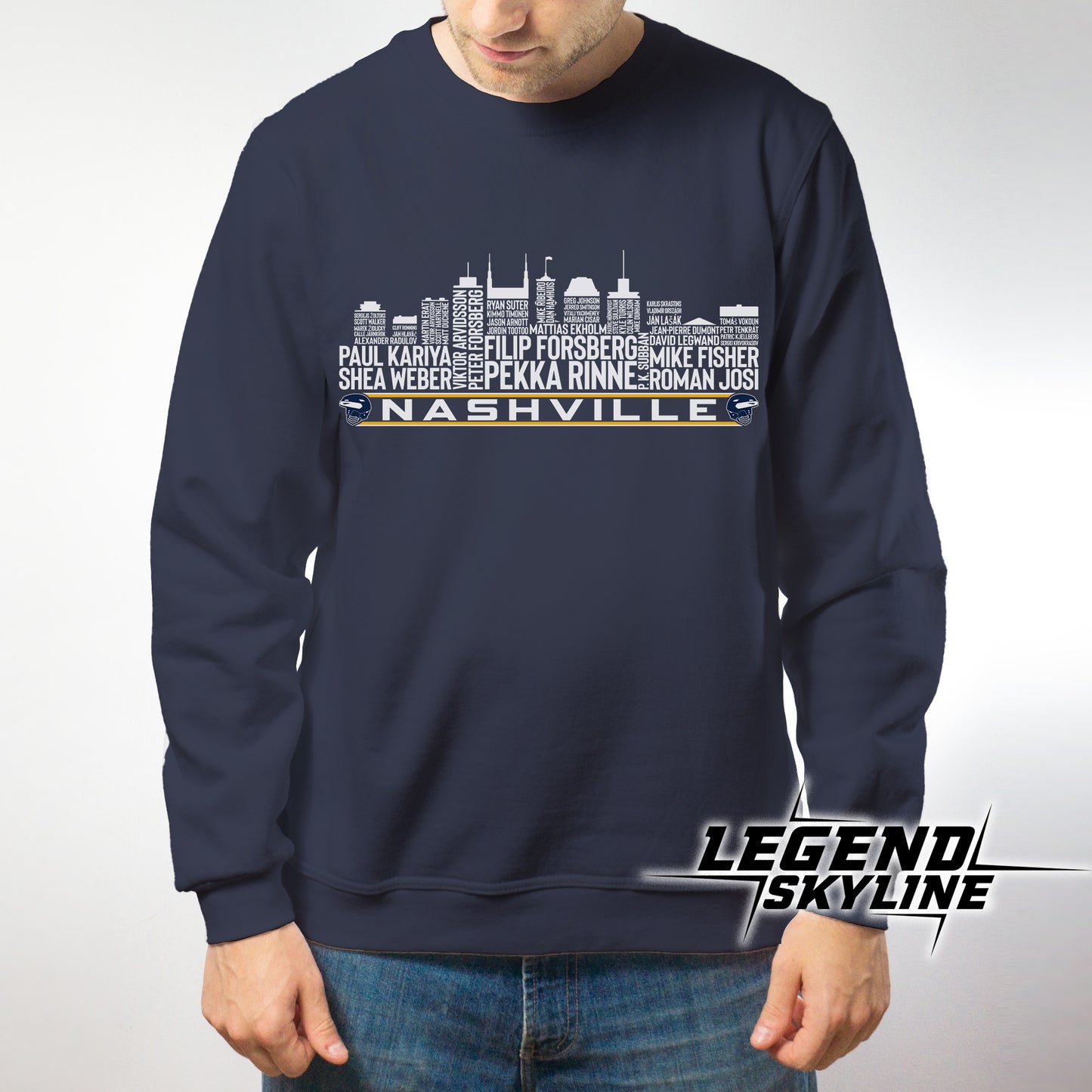 Nashville Hockey Greatest Of All Time Team Legends Nashville City Skyline Shirt