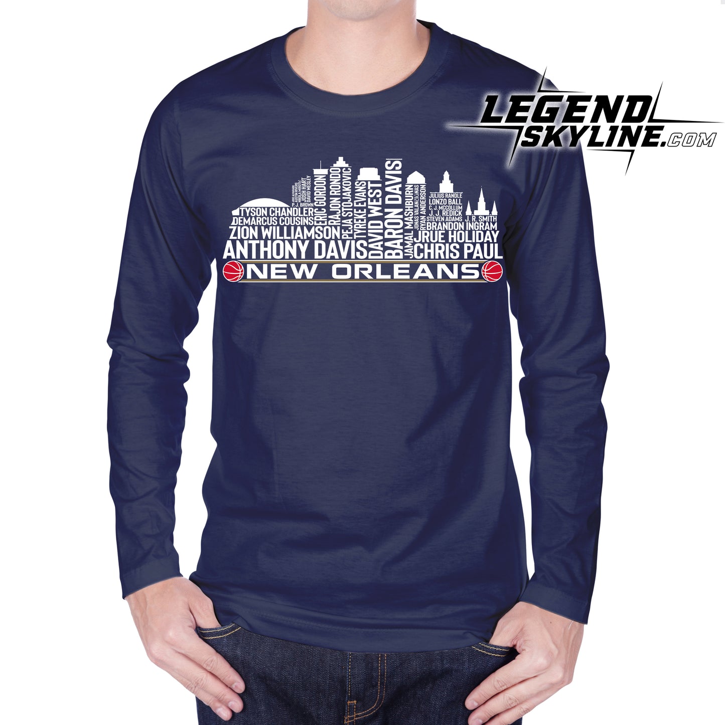 New Orleans Basketball Greatest Of All Time Team Legend New Orleans City Skyline Shirt