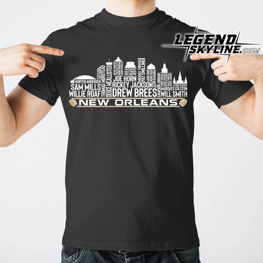 New Orleans Football Greatest Of All Time Team Legend New Orleans City Skyline Shirt