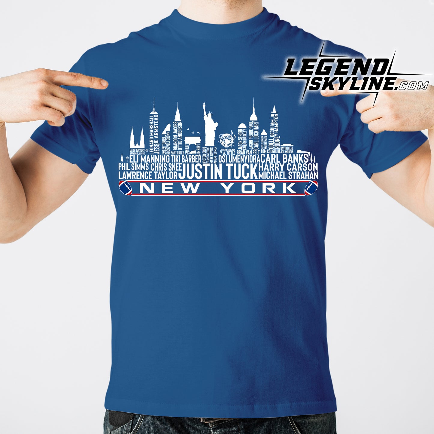 New York Football Greatest Of All Time Team Legend New York City Skyline Shirt