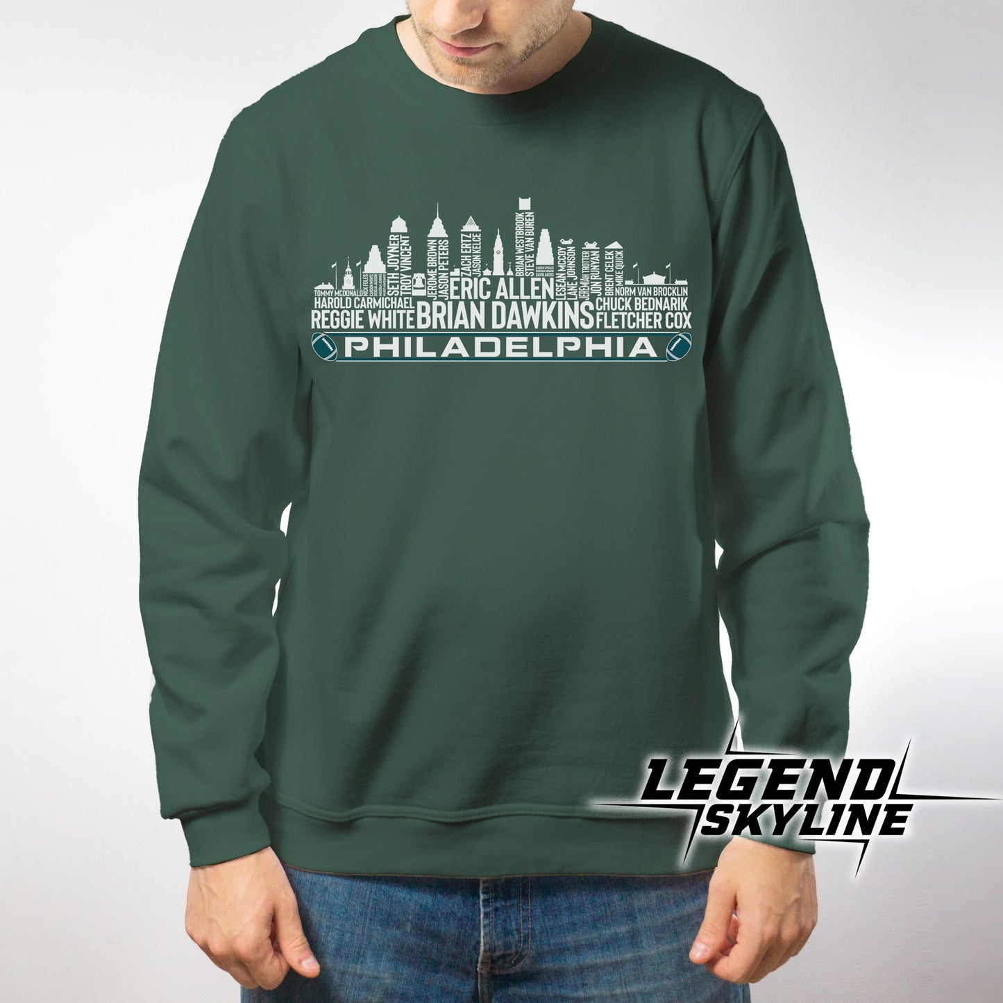Philadelphia Football Greatest Of All Time Team Legend Philadelphia City Skyline Shirt
