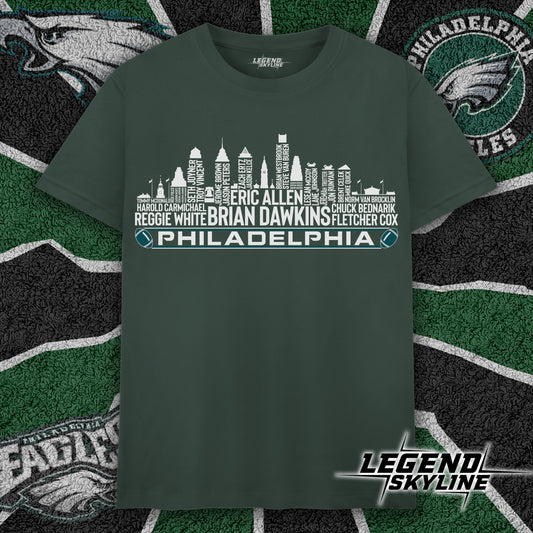 Philadelphia Football Greatest Of All Time Team Legend Philadelphia City Skyline Shirt