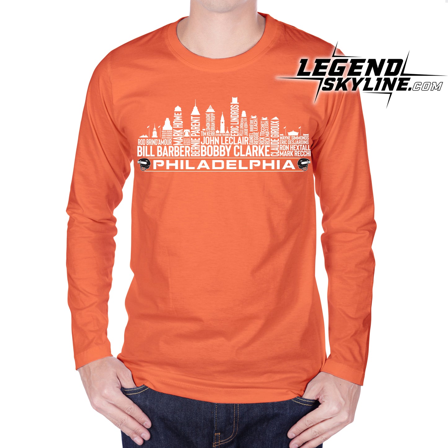 Philadelphia Hockey Greatest Of All Time Team Legends Philadelphia City Skyline Shirt