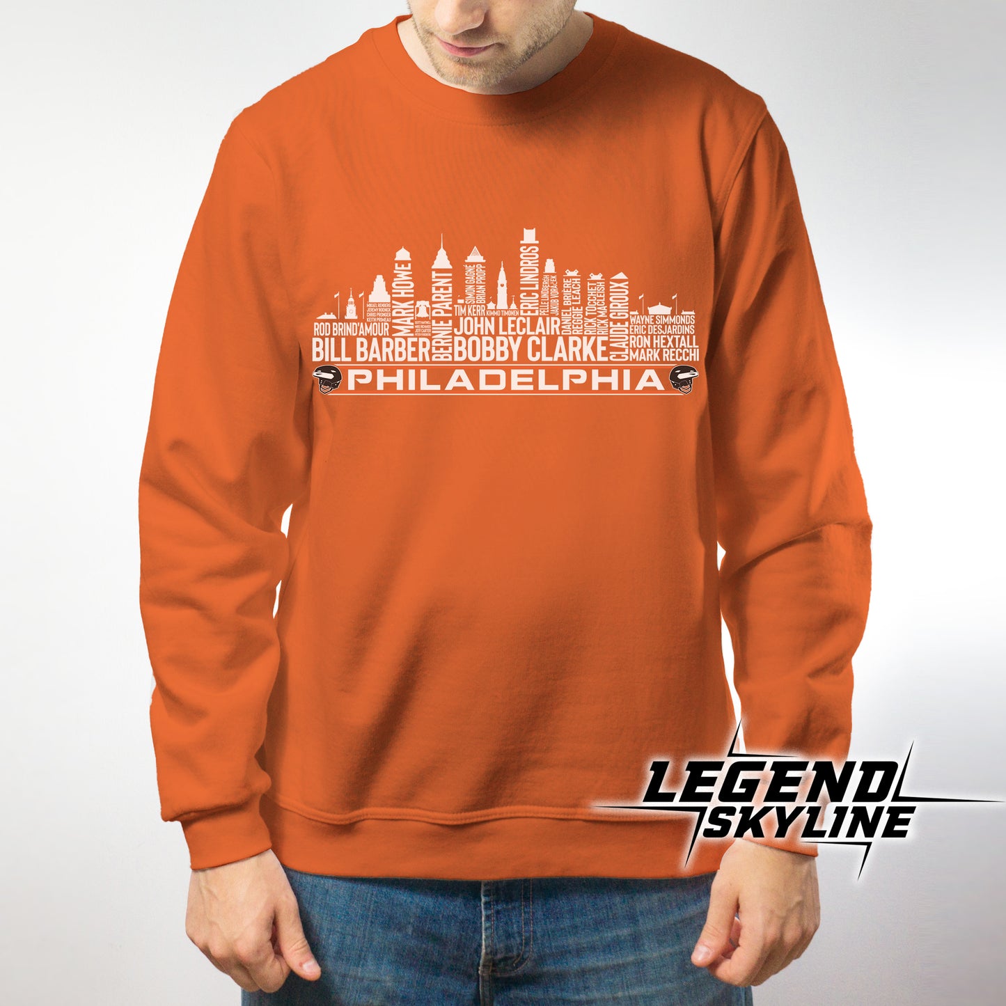 Philadelphia Hockey Greatest Of All Time Team Legends Philadelphia City Skyline Shirt