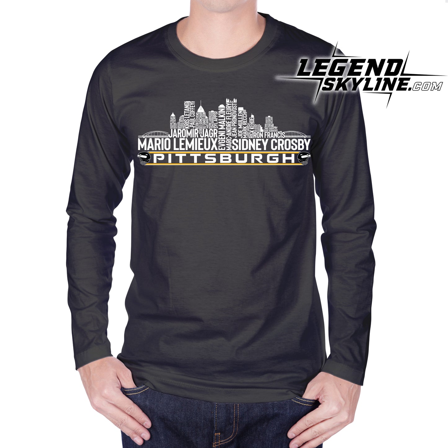 Pittsburgh Hockey Greatest Of All Time Team Legends Pittsburgh City Skyline Shirt