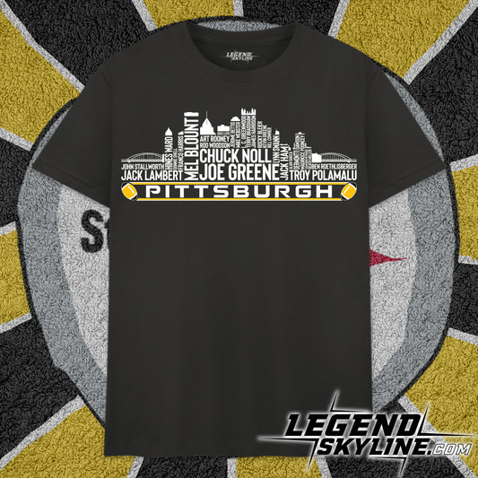 Pittsburgh Football Greatest Of All Time Team Legend Pittsburgh City Skyline Shirt