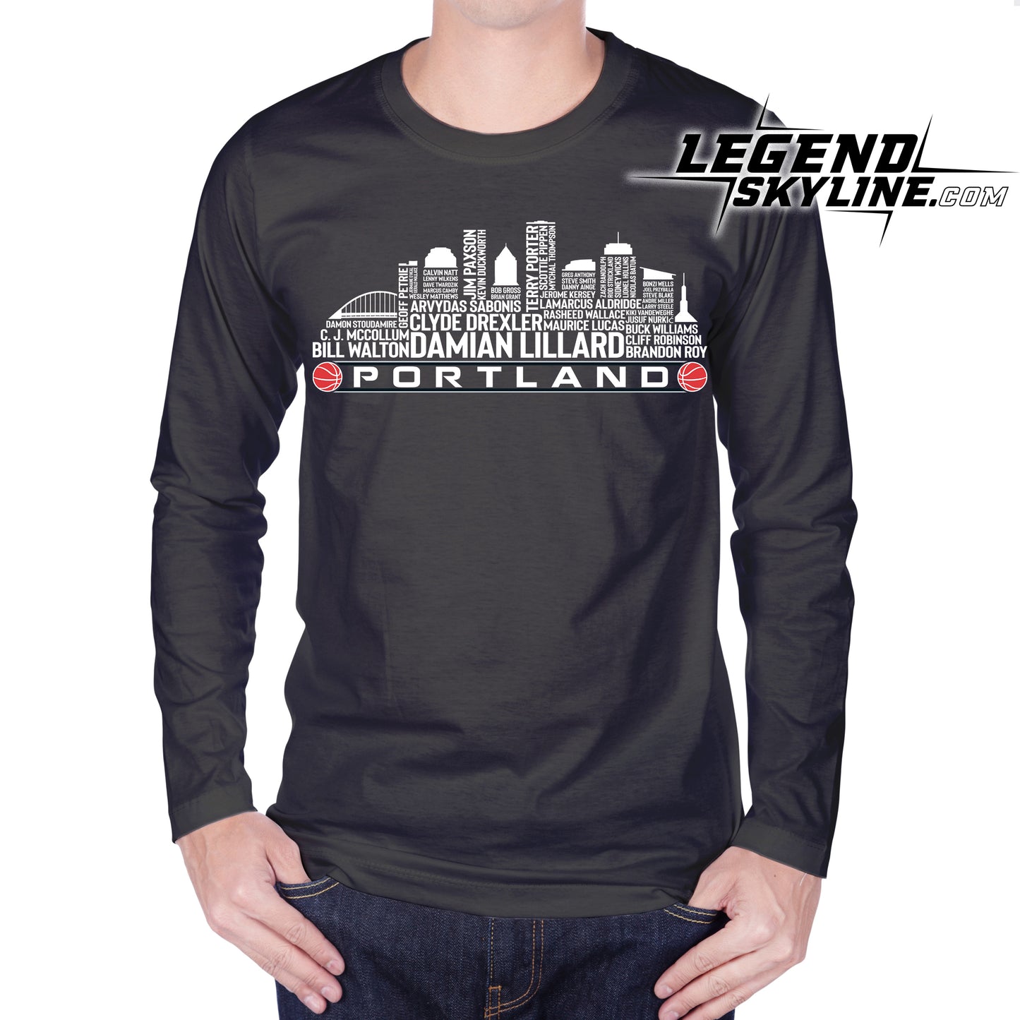 Portland Basketball Greatest Of All Time Team Legend Portland City Skyline Shirt