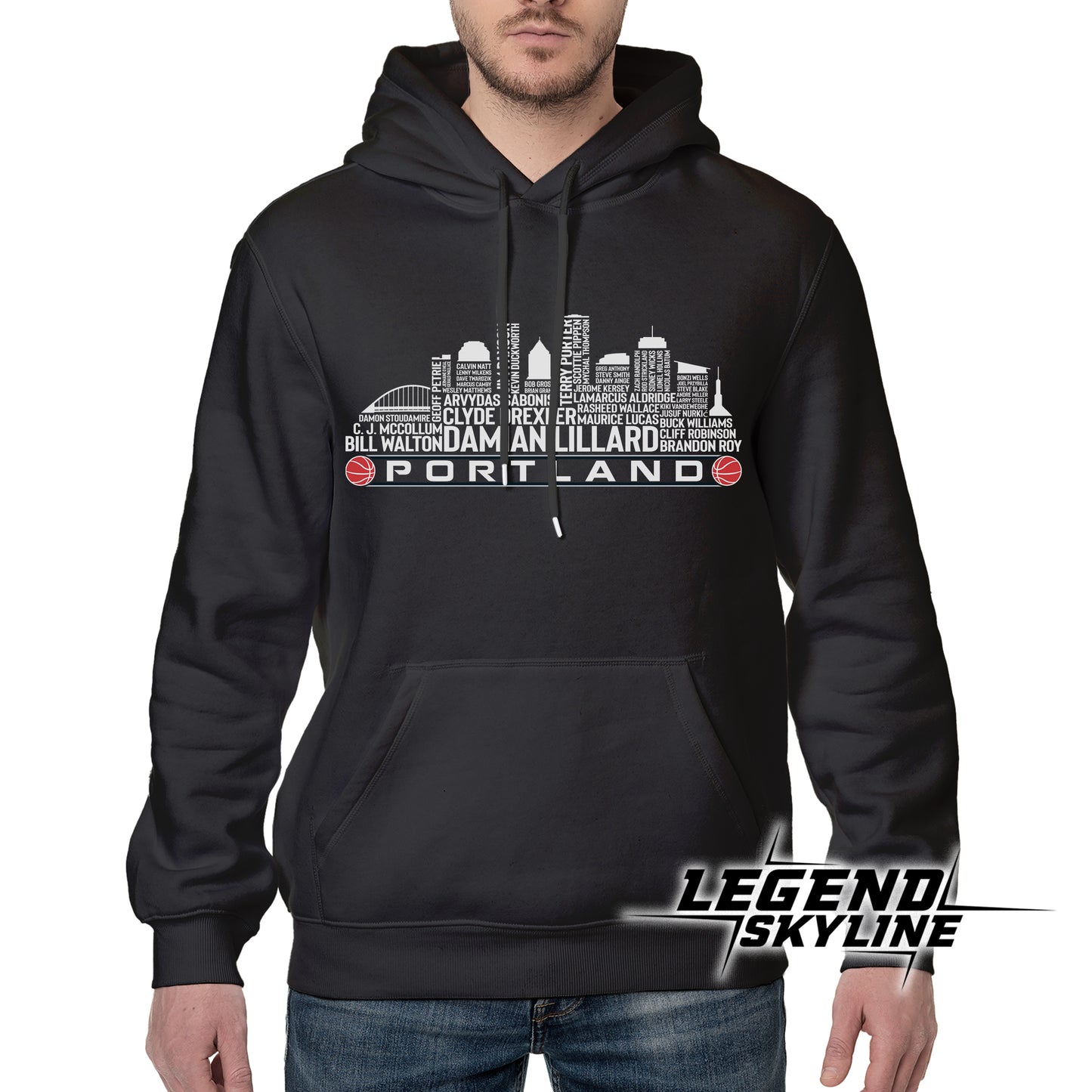 Portland Basketball Greatest Of All Time Team Legend Portland City Skyline Shirt