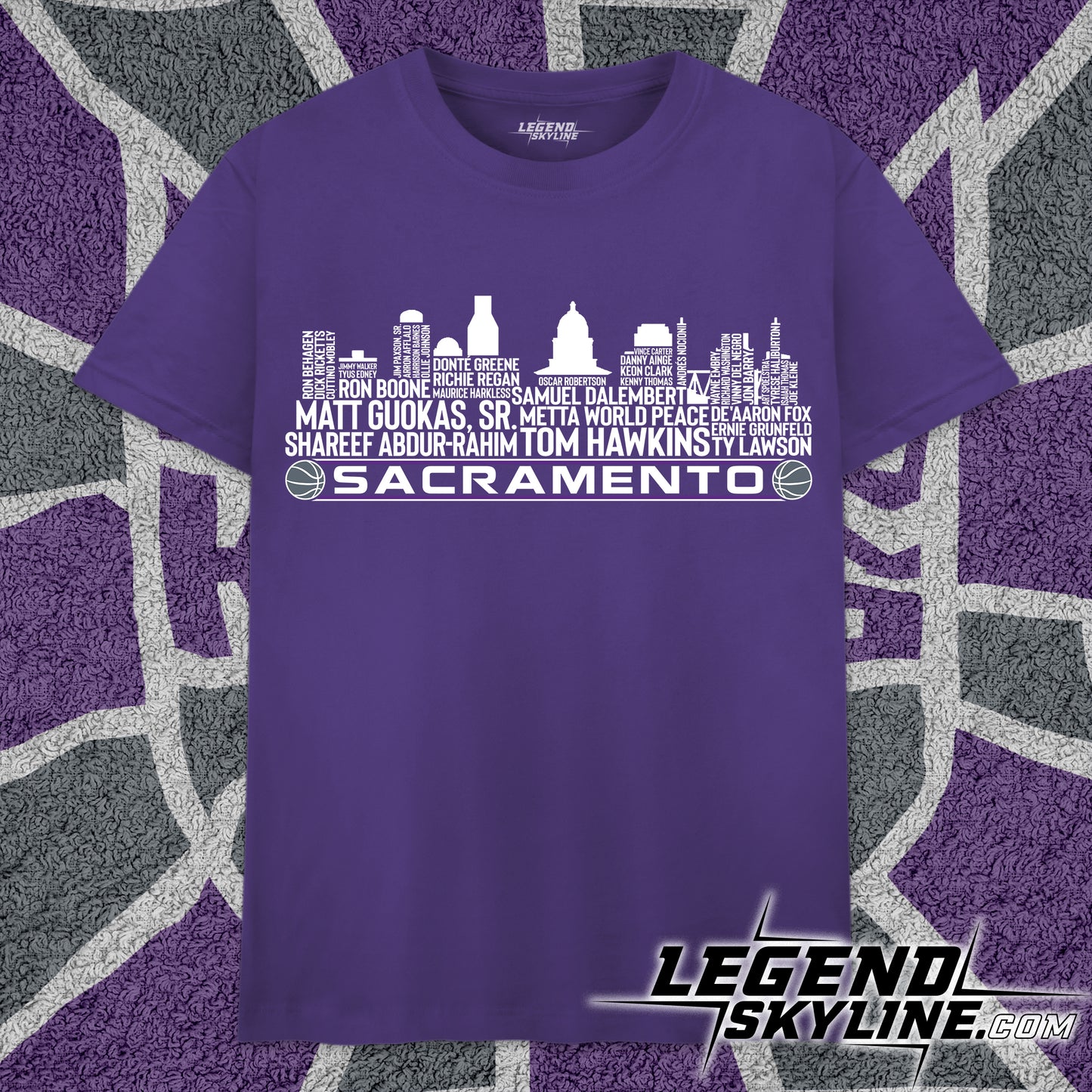 Sacramento Basketball Greatest Of All Time Team Legend Sacramento City Skyline Shirt