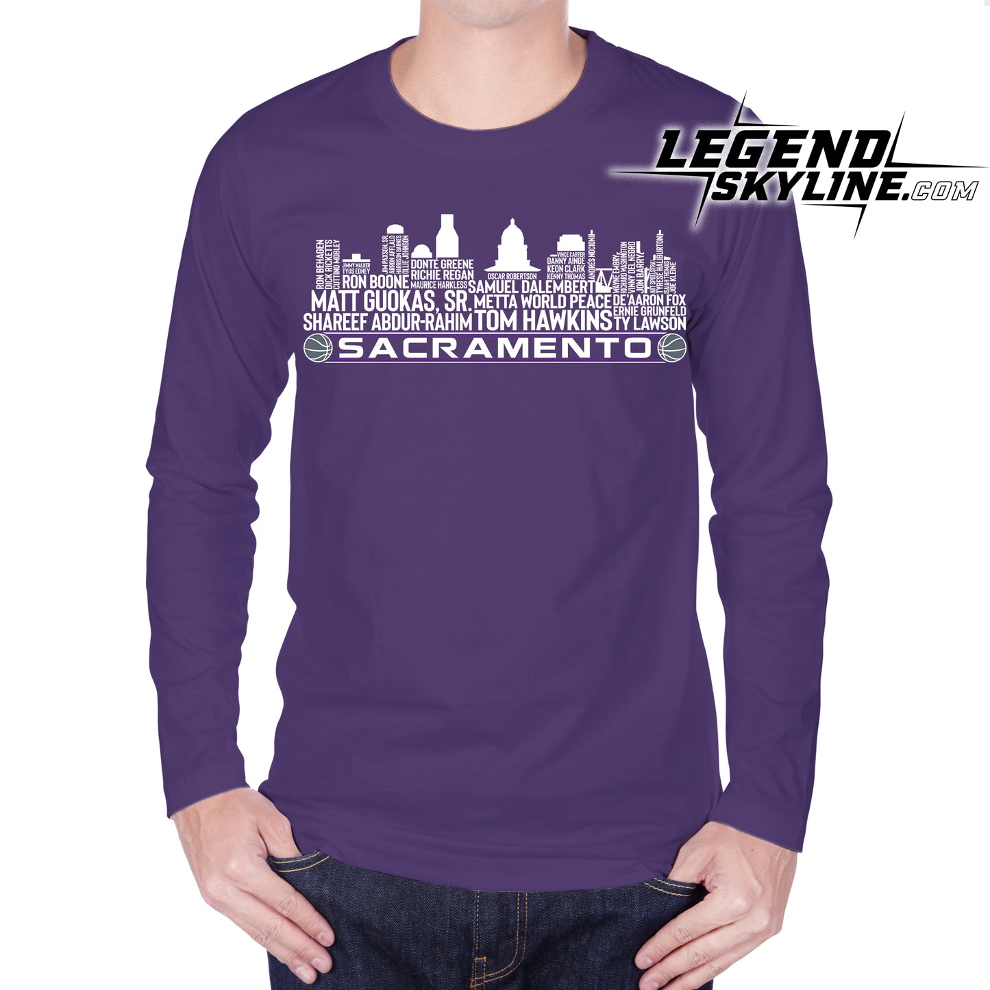 Sacramento Basketball Greatest Of All Time Team Legend Sacramento City Skyline Shirt