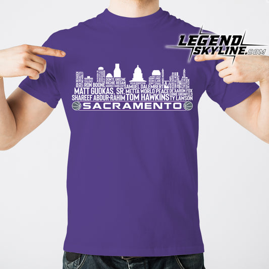 Sacramento Basketball Greatest Of All Time Team Legend Sacramento City Skyline Shirt