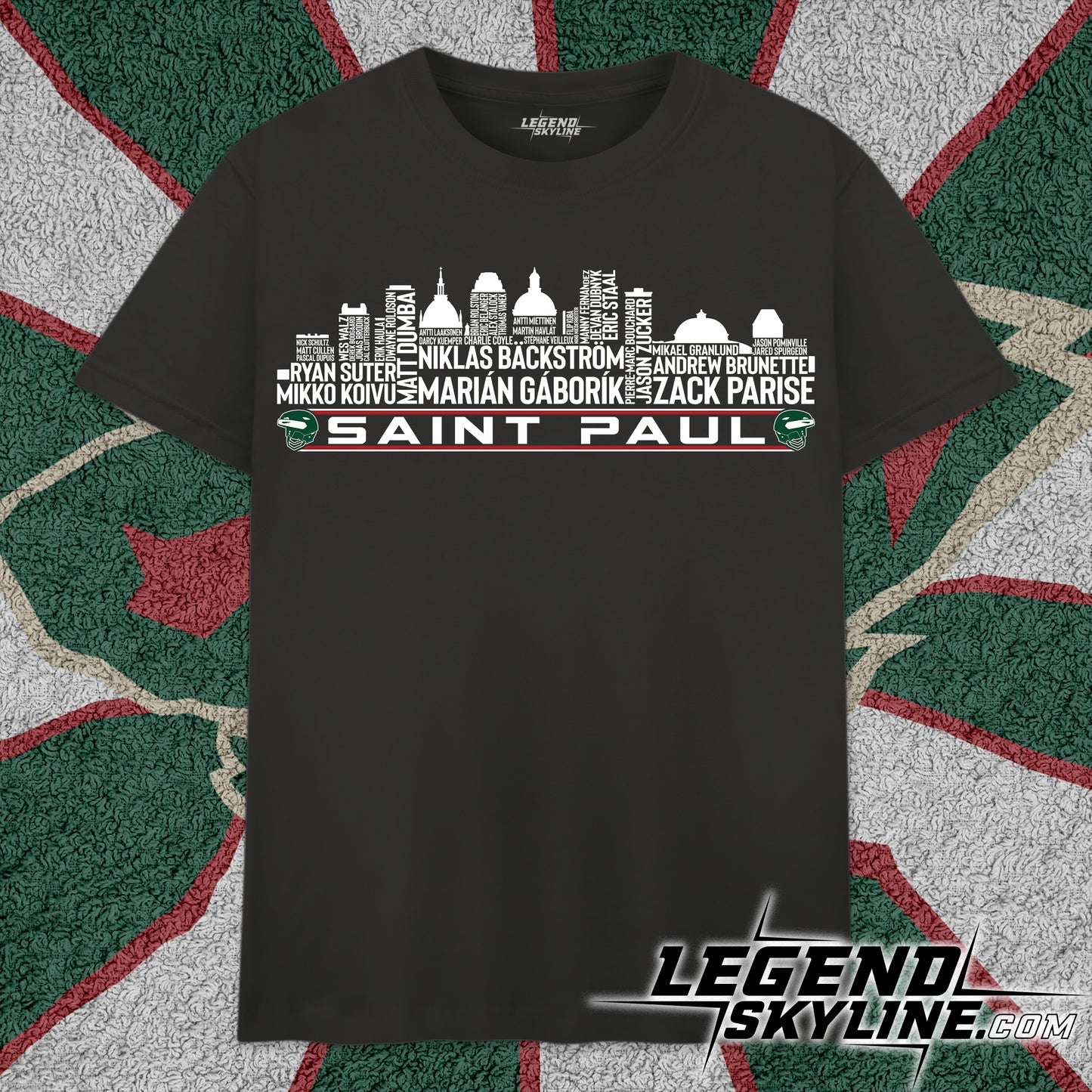 Minnesota Hockey Greatest Of All Time Team Legends Saint Paul City Skyline Shirt