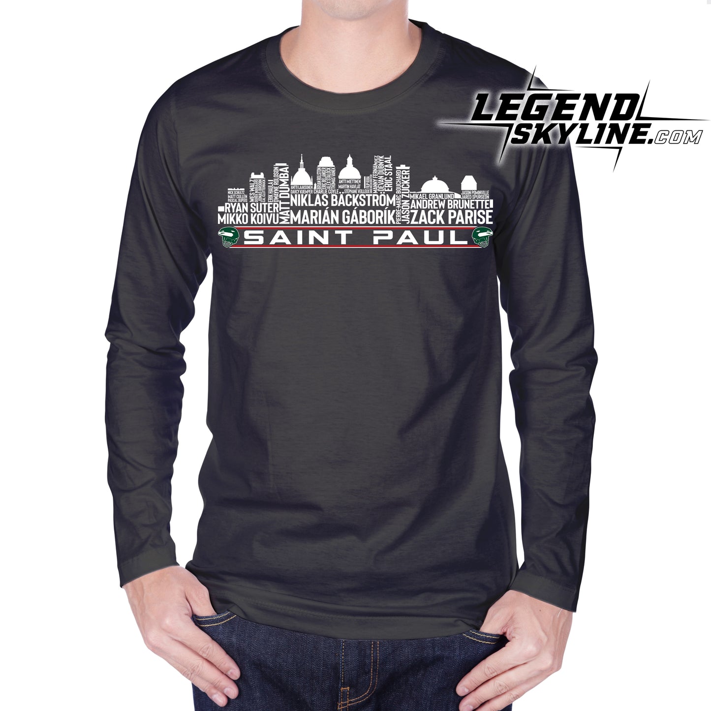 Minnesota Hockey Greatest Of All Time Team Legends Saint Paul City Skyline Shirt