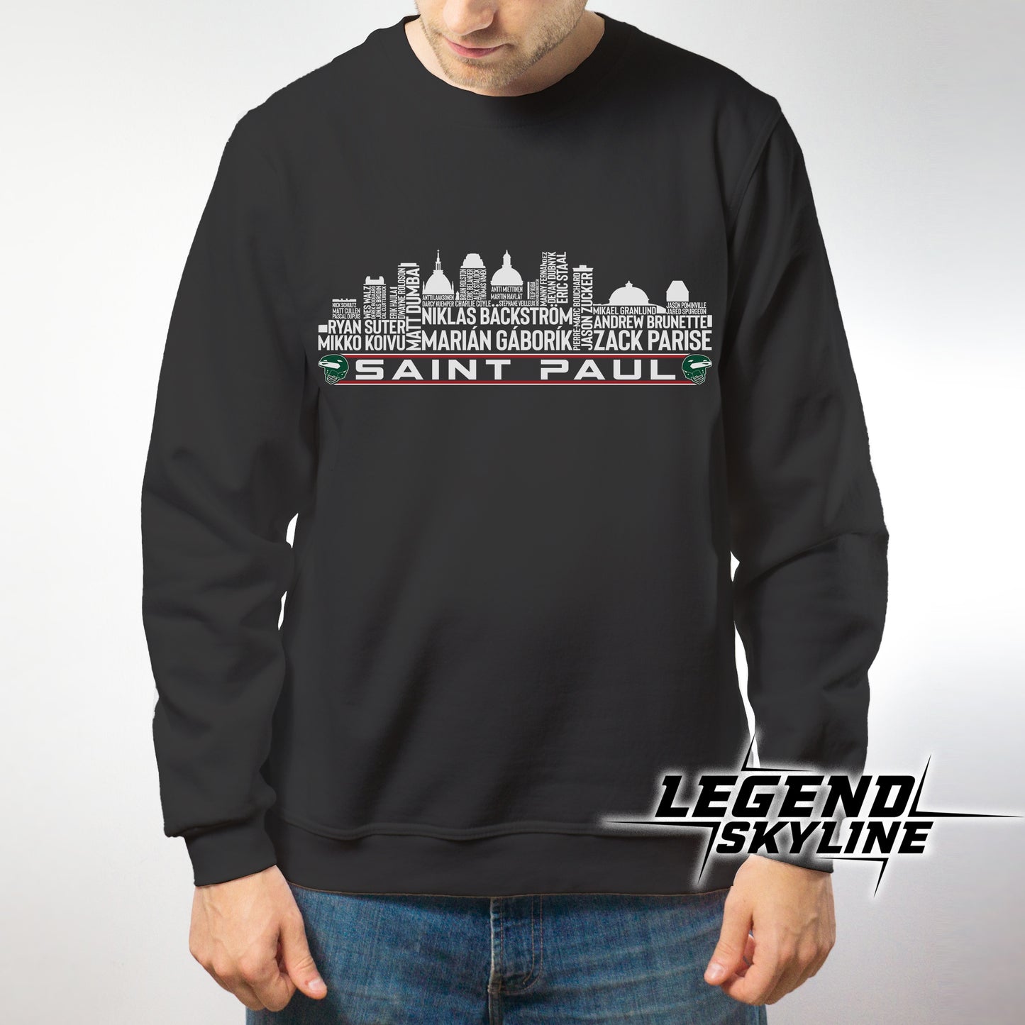 Minnesota Hockey Greatest Of All Time Team Legends Saint Paul City Skyline Shirt
