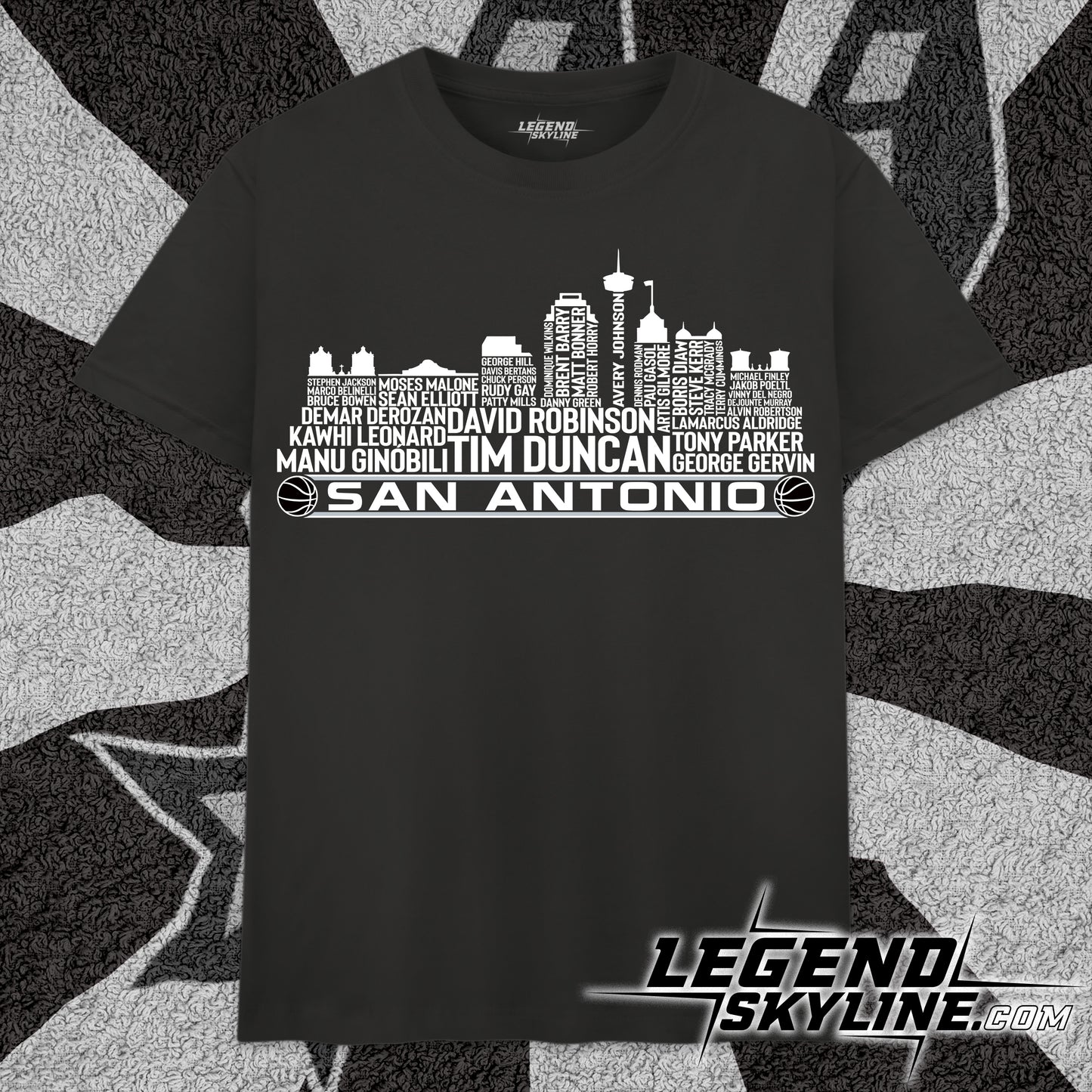 San Antonio Basketball Greatest Of All Time Team Legend San Antonio City Skyline Shirt