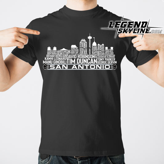 San Antonio Basketball Greatest Of All Time Team Legend San Antonio City Skyline Shirt