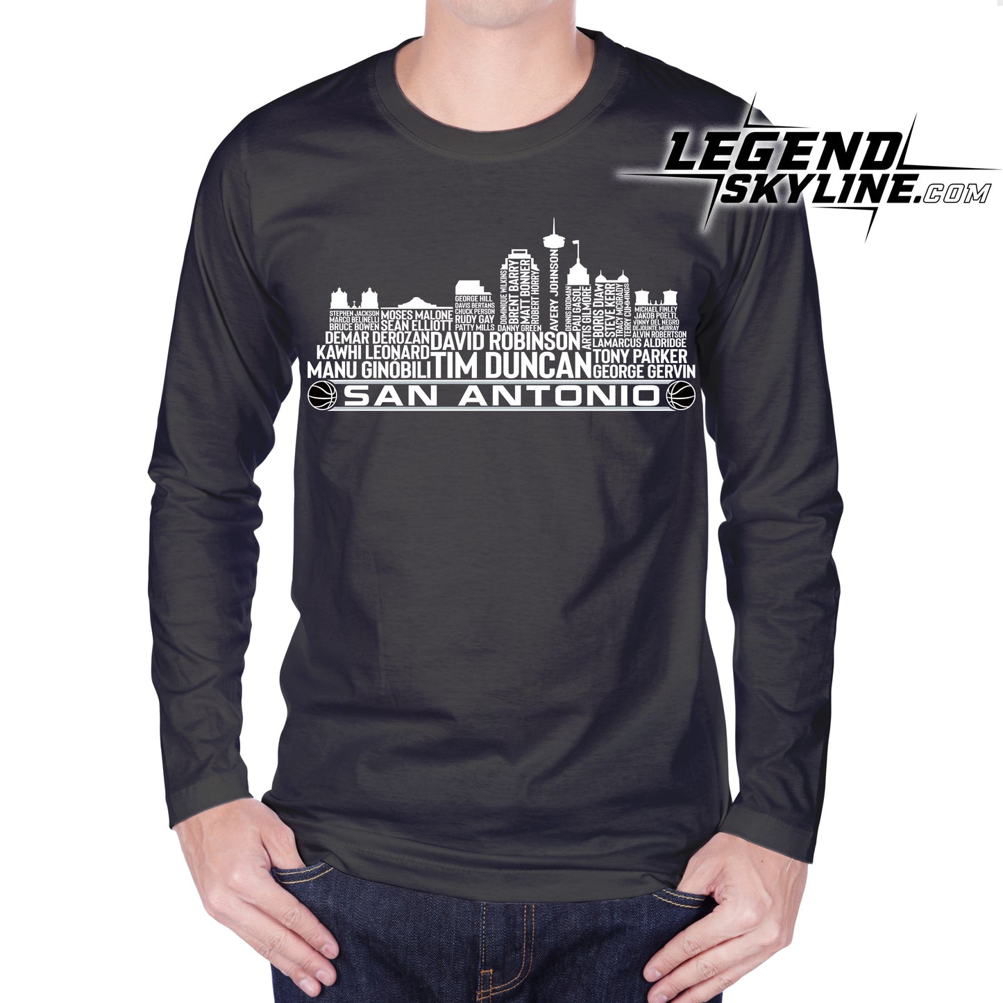 San Antonio Basketball Greatest Of All Time Team Legend San Antonio City Skyline Shirt