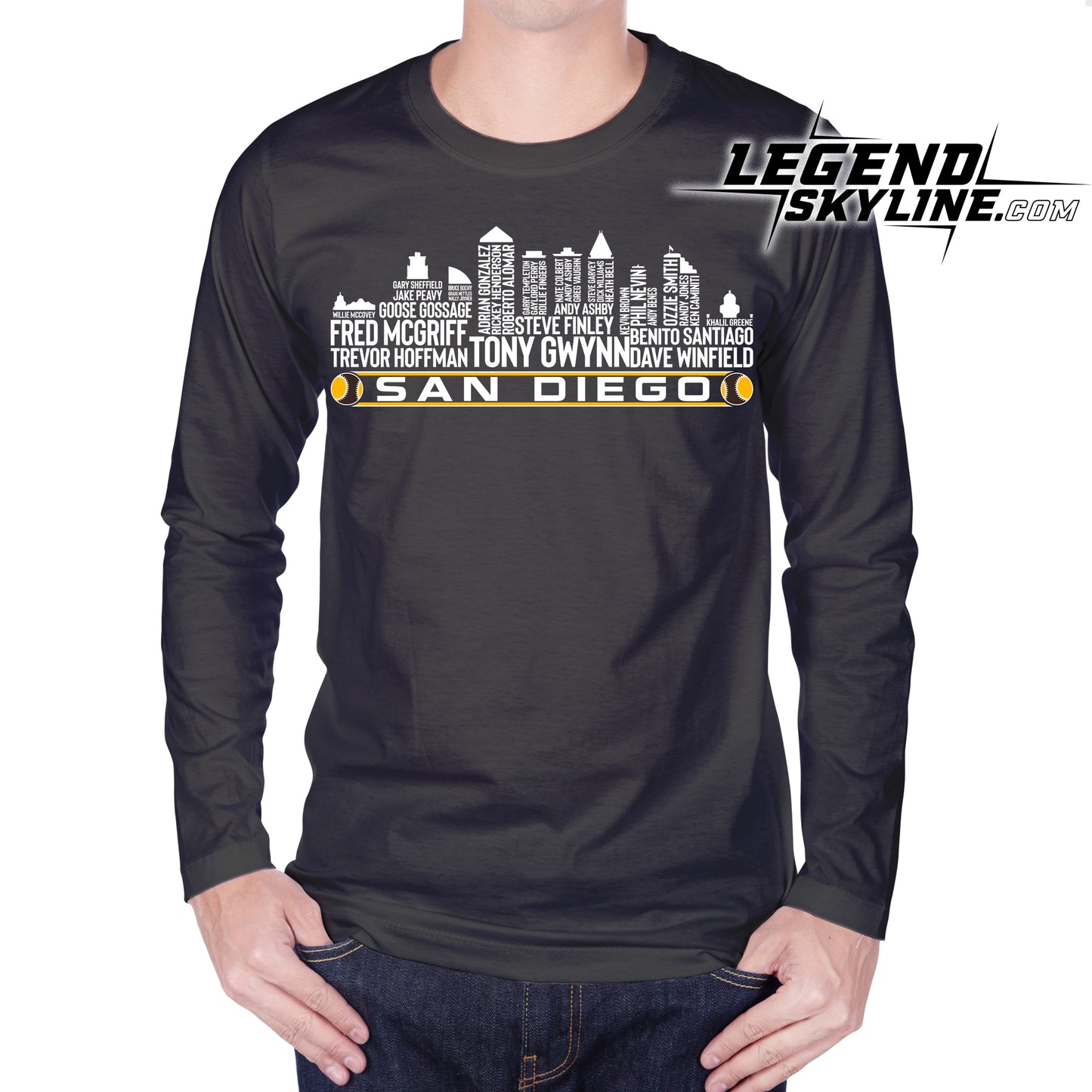 San Diego Baseball Greatest Of All Time Team Legend San Diego City Skyline Shirt