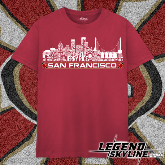 San Francisco Football Greatest Of All Time Team Legend San Francisco City Skyline Shirt