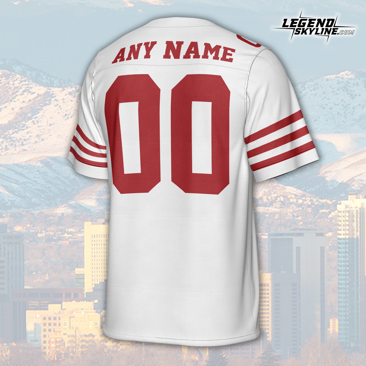San Francisco Custom Football Jersey Greatest Of All Time Team Legends, San Francisco City Skyline Shirt, Personalized Embroidery Name Number