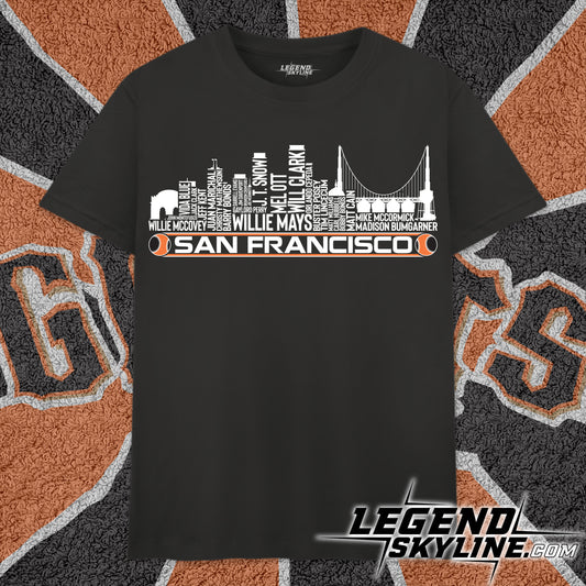 San Francisco Baseball Greatest Of All Time Team Legend San Francisco City Skyline Shirt