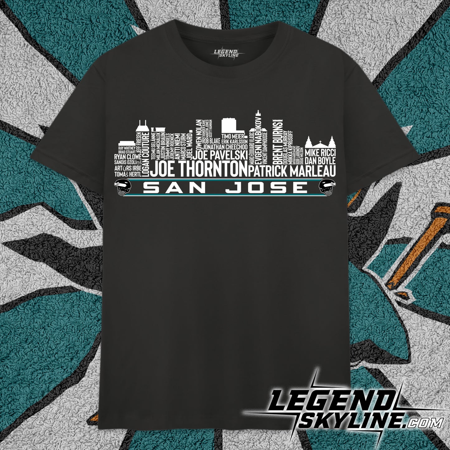 San Jose Hockey Greatest Of All Time Team Legends San Jose City Skyline Shirt