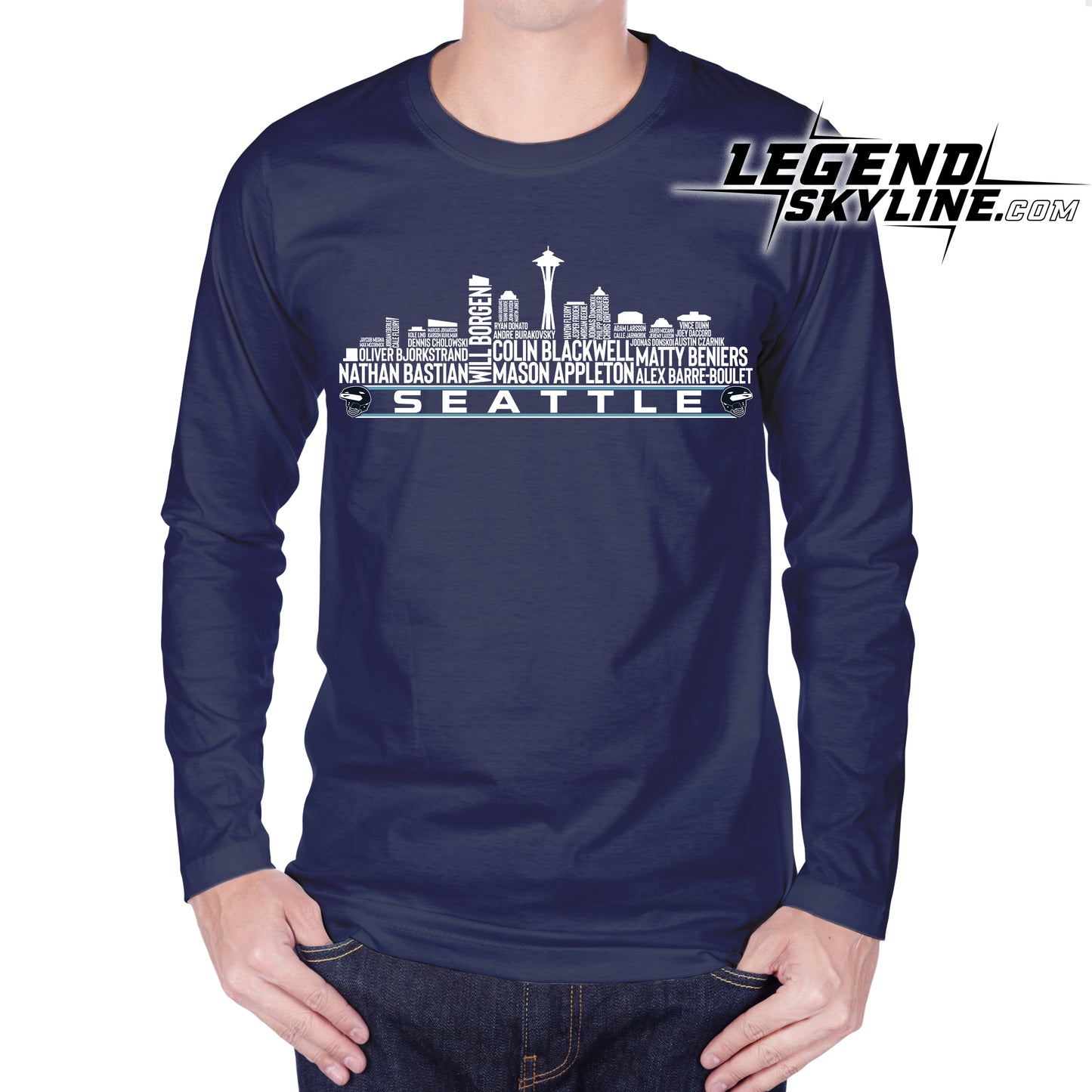 Seattle Hockey Greatest Of All Time Team Legends Seattle City Skyline Shirt