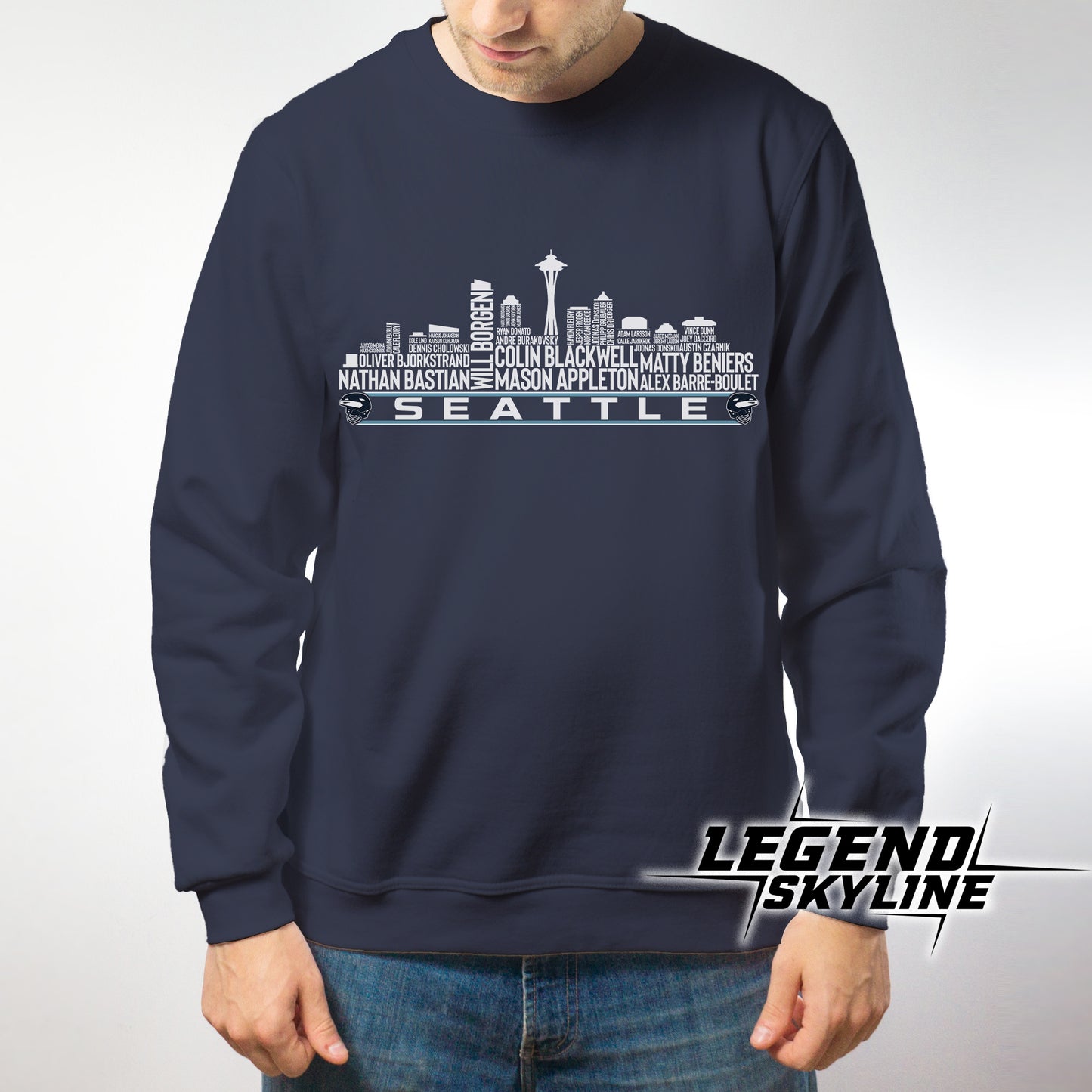 Seattle Hockey Greatest Of All Time Team Legends Seattle City Skyline Shirt