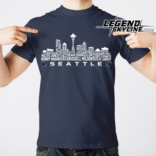 Seattle Football Greatest Of All Time Team Legend Seattle City Skyline Shirt