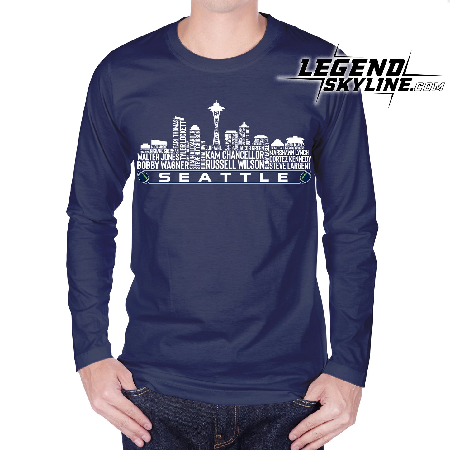Seattle Football Greatest Of All Time Team Legend Seattle City Skyline Shirt