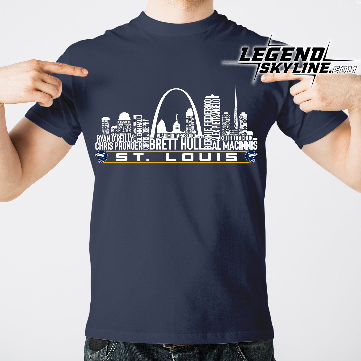 St. Louis Hockey Greatest Of All Time Team Legends St. Louis City Skyline Shirt