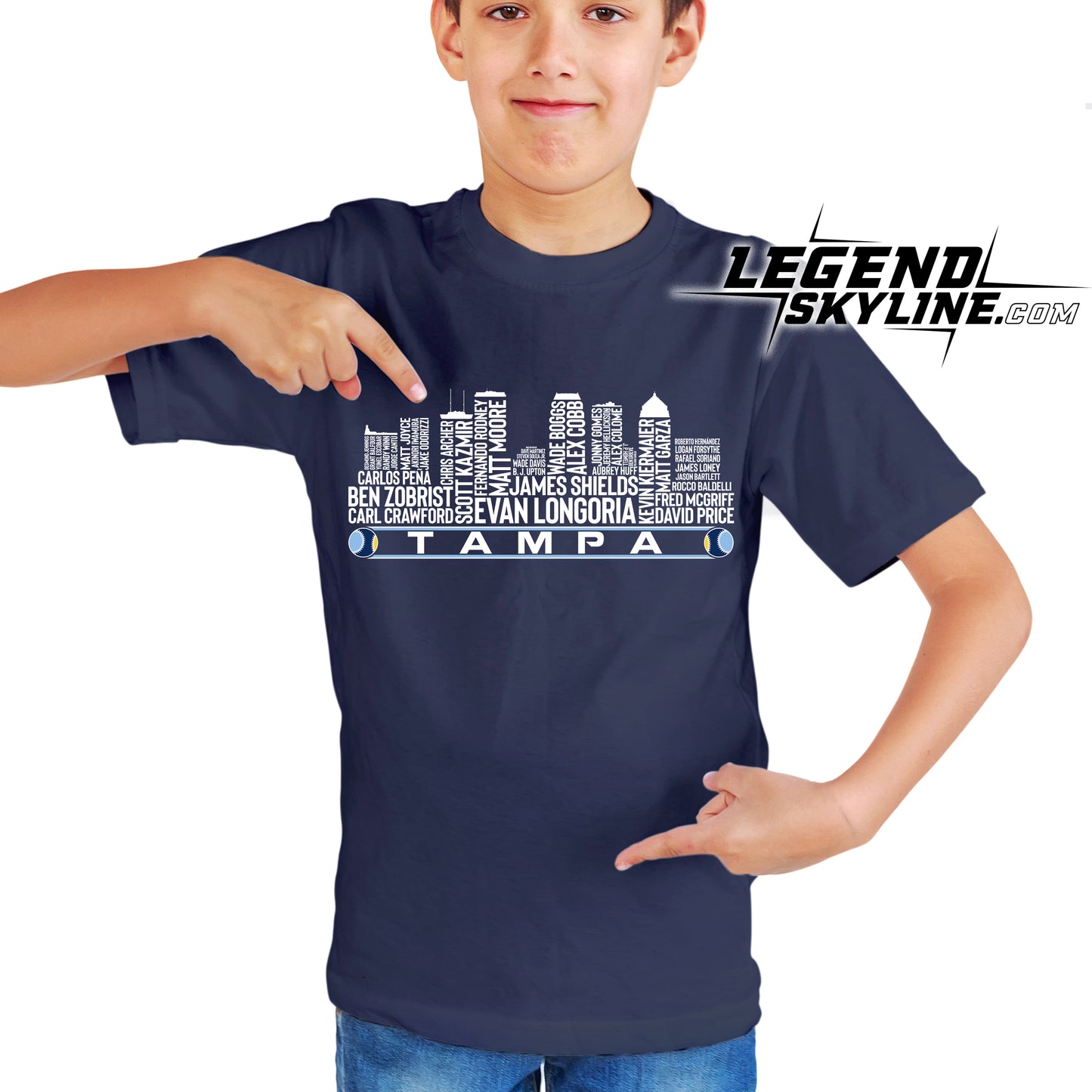 Tampa Bay Baseball Greatest Of All Time Team Legend Tampa Bay City Skyline Shirt