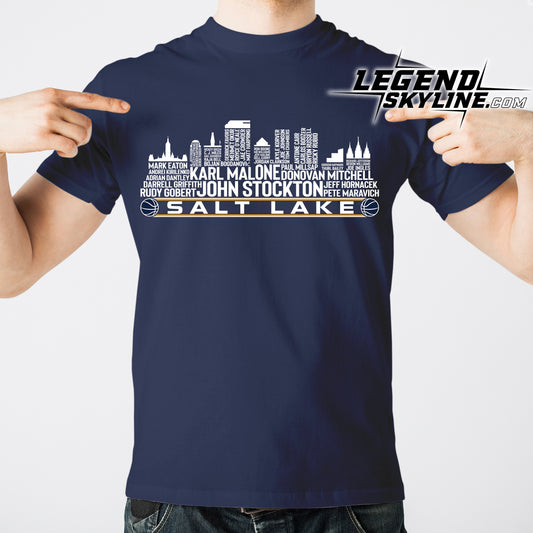 Utah Basketball Greatest Of All Time Team Legend Salt Lake City Skyline Shirt